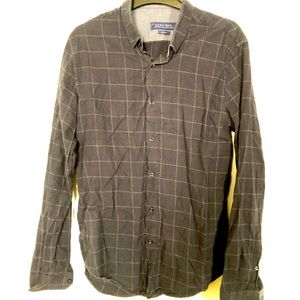 Zara man men’s long sleeve casual button down Navy shirt five medium slim fit